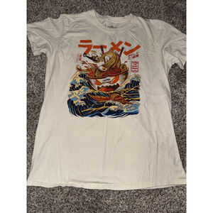 Men's Threadless Cream Ramen Graphic Short Sleeve Tee M Orange Blue​